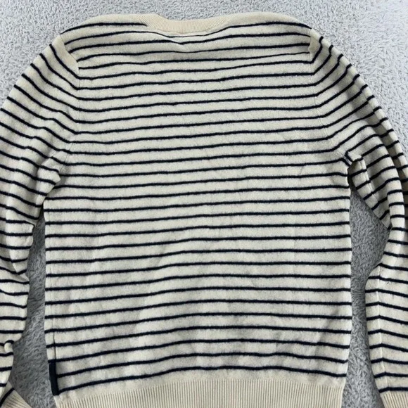 Burberry Brit Sweater Womens Large Striped Button Crewneck‎ Wool Cotton Pullover